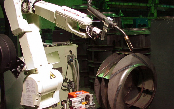 Ventiliatoriaus korpuso suvirinimo robotas